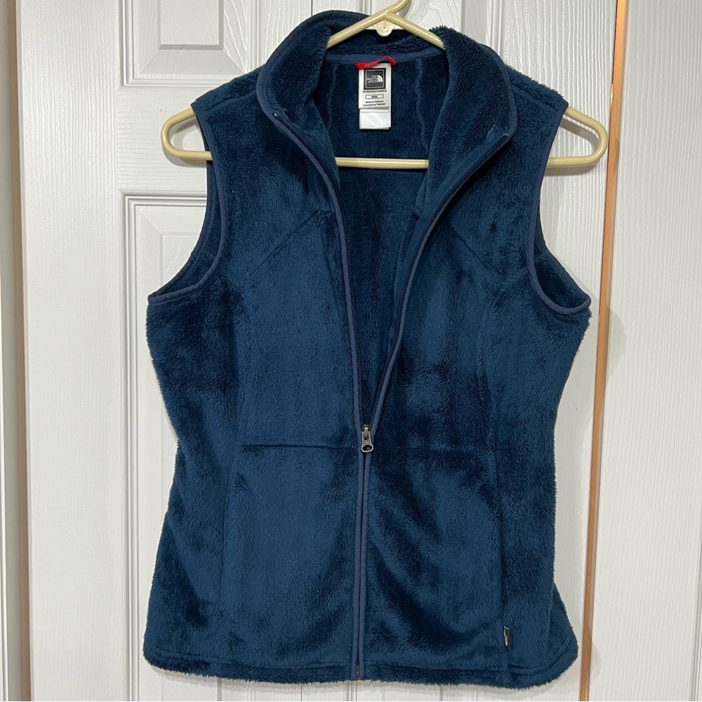 The North Face Full Zip Fuzzy Plush Fleece Vest Wm M Dark Blue Casual Active